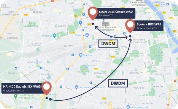 MAIN Data Center ośrodki Warszawa połączenia